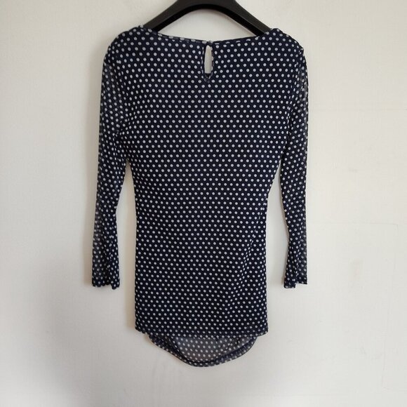 Ladies SZ S Inc Navy Blue/White Polka-Dot Top - Picture 3 of 5